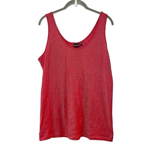 Cruel Girl Red Metallic Striped Scoop Neck Tank Top Y2K Grunge Mall Goth Size XL - Picture 1 of 5
